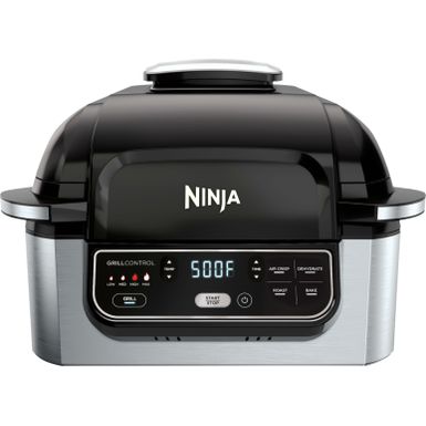 image of Ninja - Foodi 5-in-1 Indoor Grill with 4-qt Air Fryer, Roast, Bake, & Dehydrate - Stainless Steel/Black with sku:bb21281055-6357404-bestbuy-shark