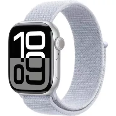 Apple Watch Series 10 (GPS+Cellular) 42mm Aluminum Case with Blue Cloud Sport Loop - Silver