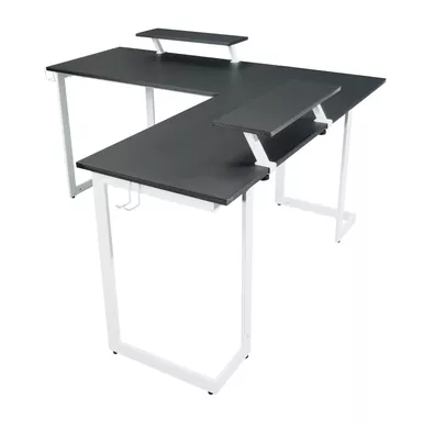 image of Warrior L-Shaped Gaming Desk, White with sku:rta-ts220l-wht-rtaproducts