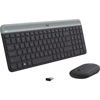 image of Logitech - MK470 Full-size Wireless Scissor Keyboard and Mouse Bundle for Windows with Quiet clicks - Black/Gray with sku:bb21301569-bestbuy