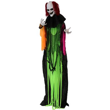 Life-Size Animatronic Clown with Lights and Sound, Indoor or Covered Outdoor Halloween Decoration