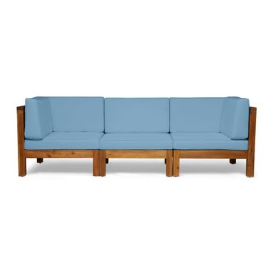 Brava acacia wood sectional sofa online set by christopher knight home