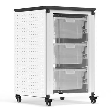 image of Luxor Modular Classroom Storage Cabinet - Single Cabinet with 3 Large Bins - White/Black with sku:obpfmkznkpxxxvebf-2cdgstd8mu7mbs-overstock