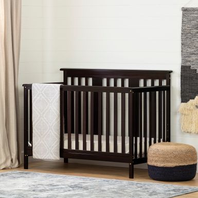 image of South Shore Little Smileys Baby Crib 4 Heights with Toddler Rail - Espresso with sku:hxrtoxvchz5cdgo3xeq2oastd8mu7mbs-sou-ovr