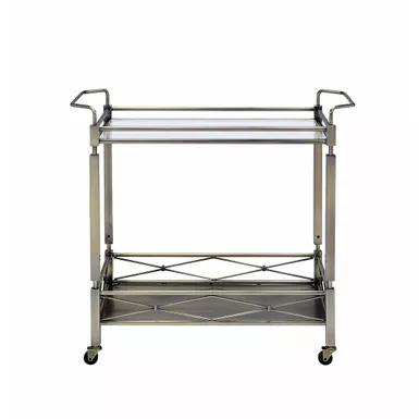 ACME Matiesen Serving Cart, Antique Gold & Clear Glass