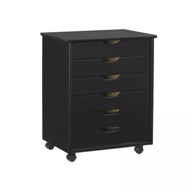 Carlisle Black Six Drawer Wide Rolling Storage Cart Black