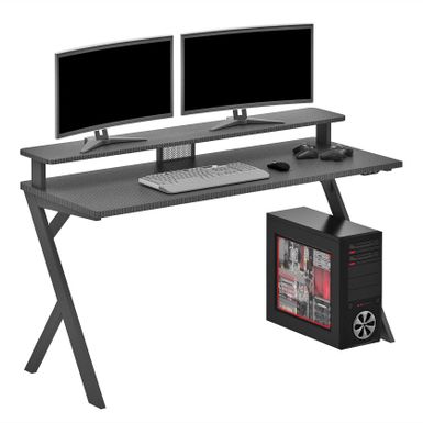 Ghost Battlestation Gaming Desk in Matte Black Top and Black Legs