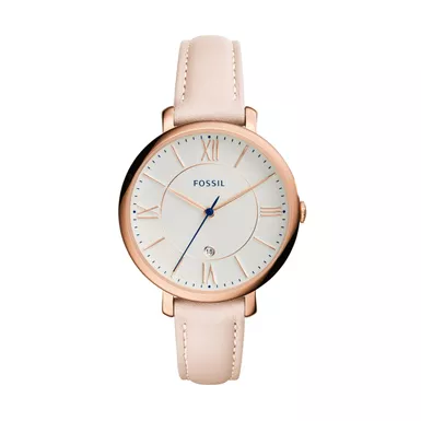 image of Fossil - Ladies Jacqueline Blush Leather Strap Watch White Dial with sku:es3988hd-powersales