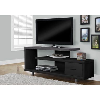 image of TV Stand/ 60 Inch/ Console/ Media Entertainment Center/ Storage Cabinet/ Living Room/ Bedroom/ Laminate/ Black/ Grey/ Contemporary/ Modern with sku:i2575-monarch