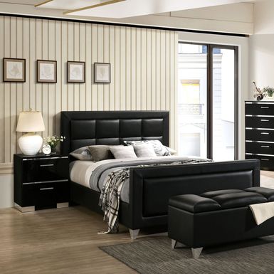 image of Furniture of America Zuir Contemporary Black 2-piece Bedroom Set - Eastern King with sku:sdtemvxn6ef4vw96faq96astd8mu7mbs-fur-ovr