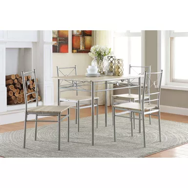 Anna Fontana 5-piece Rectangular Dining Set Brushed Silver