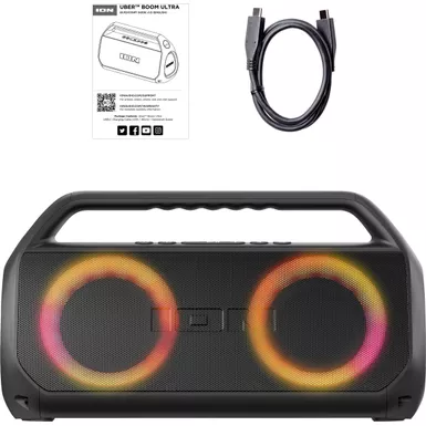 ION Audio - Uber Boom Ultra Water Resistant Bluetooth Stereo Boombox with Lights - Black