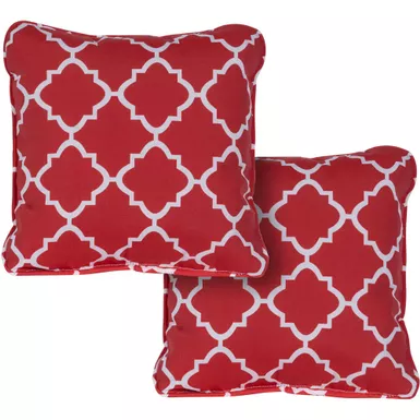 image of Hanover Toss Pillow Lattice Pattern Set of 2 with sku:hantplatt-red-2-almo