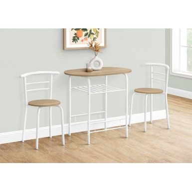 image of Dining Table Set/ 3pcs Set/ Small/ 32" L/ Kitchen/ Metal/ Laminate/ Natural/ White/ Contemporary/ Modern with sku:i1209-monarch
