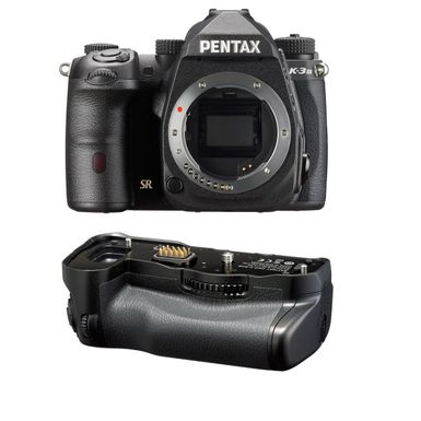 image of Pentax K-3 Mark III APS-C-Format DSLR Camera Body, Black with Pentax D-BG8 Battery Grip, Black with sku:ipxk3m3b-adorama