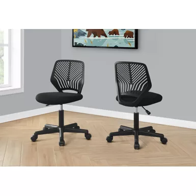 image of Office Chair/ Adjustable Height/ Swivel/ Ergonomic/ Computer Desk/ Work/ Juvenile/ Metal/ Fabric/ Black/ Contemporary/ Modern with sku:i-7336-monarch