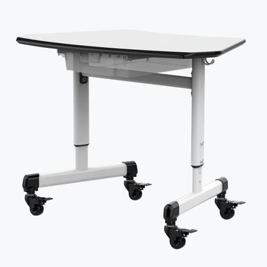 image of Luxor Height-Adjustable Trapezoid Student Desk with Drawer - White/Grey with sku:o8hb-opfdxxzwyzq4m5ytqstd8mu7mbs-overstock