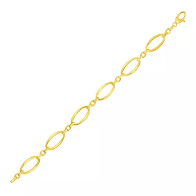 14k Yellow Gold Bracelet with Polished Oval Links (7.5 Inch)