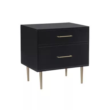 image of Thornaby Two Drawer Nightstand Black with sku:lfxs2023-linon