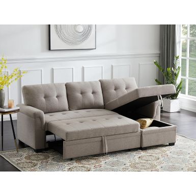 image of Copper Grove Perreux Linen Reversible Sleeper Sectional Sofa - Light Grey with sku:hmb4fydameyu_jcsdir34astd8mu7mbs-overstock