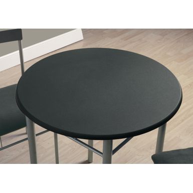 Dining Table Set/ 3pcs Set/ Small/ 30" Round/ Kitchen/ Metal/ Laminate/ Black/ Grey/ Contemporary/ Modern