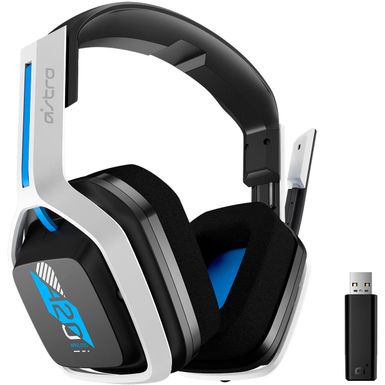 image of Astro Gaming - A20 Gen 2 Wireless Stereo Over-the-Ear Gaming Headset for PlayStation 5, PlayStation 4, and PC - White/Blue with sku:bb21614814-6423475-bestbuy-logitech