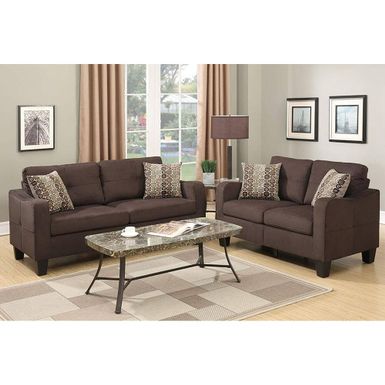 image of 2 Piece Sofa Set with Accent Pillows - Chocolate with sku:7auvfuyztexfkgn2tdgwiwstd8mu7mbs-overstock