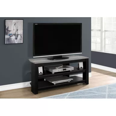 image of TV Stand/ 42 Inch/ Console/ Media Entertainment Center/ Storage Shelves/ Living Room/ Bedroom/ Laminate/ Black/ Grey/ Contemporary/ Modern with sku:i-2564-monarch
