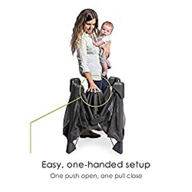 4moms Breeze Plus Portable Playard with Removable Bassinet and Baby Changing Station, Easy One-Handed Setup, from The Makers of The...