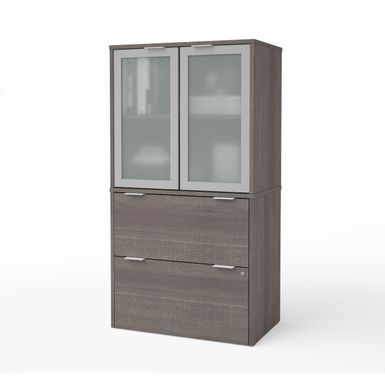 image of Bestar i3 Plus Lateral File with Storage Cabinet - Bark Gray with sku:7n7mj1gbs9ylquwjgw8cdwstd8mu7mbs-overstock