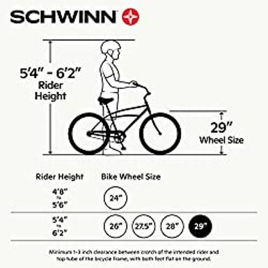 Schwinn Bonafide Mens Mountain Bike, Front Suspension, 24-Speed, 29-Inch Wheels, 17-Inch Aluminum Frame, Matte Black/Red
