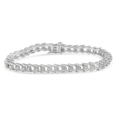 Sterling Silver 1ct TDW Rose-cut Diamond Wave link Bracelet (I-J, I3-Promo)