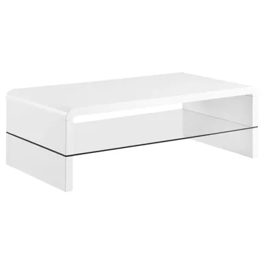 image of Airell Rectangular Coffee Table with Glass Shelf White High Gloss with sku:703798-coaster