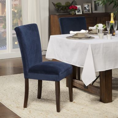 HomePop Ink Navy Plush Velvet Parson Chairs (Set of 2) - Ink navy plush velvet