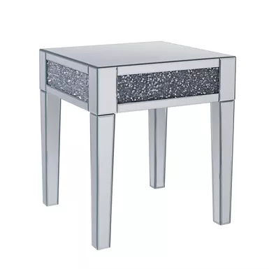 ACME Noralie End Table, Mirrored & Faux Diamonds