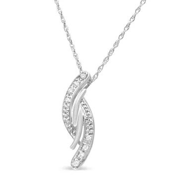 .925 Sterling Silver Diamond Accent Bypass Curve 18" Pendant Necklace (I-J Color, I3 Clarity)