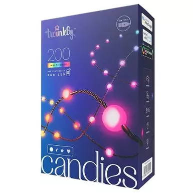 image of Twinkly Candies Pearl Shaped 200 RGB LED Smart Light String - Multicolor with sku:bb22207566-bestbuy