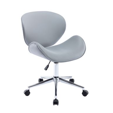 image of Porthos Home Rudi Office Chair, PU or Fabric or Velvet Upholstery, Chrome Legs - Grey PU with sku:gabq9ltxggq_1u9swh_tfqstd8mu7mbs--ovr