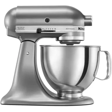 image of KitchenAid Artisan Series 325-Watt Tilt-Back Head Stand Mixer in Contour Silver with sku:ksm150pscu-almo