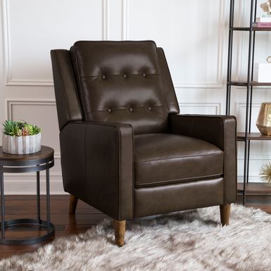 image of Abbyson Holloway Mid-century Top Grain Leather Pushback Recliner - Brown with sku:xeh5x3kocfy6ljsectw2tgstd8mu7mbs-abb-ovr
