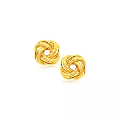 14k Yellow Gold Intertwined Love Knot Stud Earrings