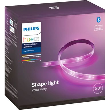 image of Philips - Hue Bluetooth Lightstrip Plus 80-inch Base Kit - White and Color Ambiance with sku:bb21584571-6419725-bestbuy-philips