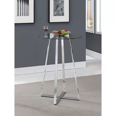 image of Zanella Glass Top Bar Table Chrome with sku:100026-coaster