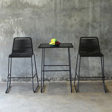 42-inch Height Mia Industrial Chic Indoor/ Outdoor Pub Table and Bar Stools 3-piece Set - Black