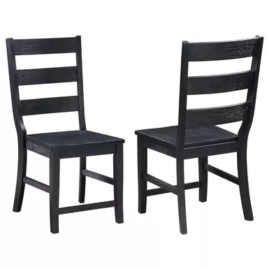 image of Newport Ladder Back Dining Side Chair Black (Set of 2) with sku:108142-coaster