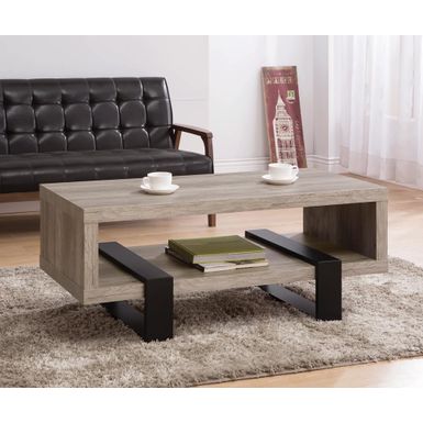 image of Coffee Table with Shelf Grey Driftwood with sku:moakdshwe5lkjsrcepelwastd8mu7mbs-overstock