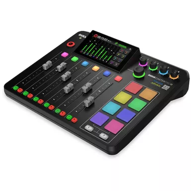 image of Rode RODECaster Pro II Integrated Audio Production Studio Console, Bundle with NTH-100M Headphones and RODECover 2 Cover with sku:rdrcpiia-adorama