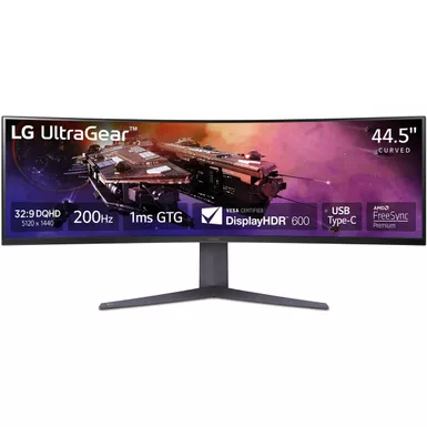 image of LG UltraGear 45GR75DC-B 44.5" UltraWide Dual QHD 200Hz Curved VA LCD HDR Gaming Monitor with sku:bb22240018-bestbuy