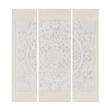 image of White Mandala Triptych 3-piece Dimensional Resin Canvas Wall Art Set with sku:mp95a-0115-olliix