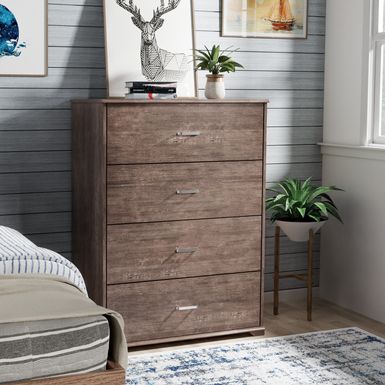 image of DH BASIC Contemporary 4-Drawer Chest with Bar Pulls by Denhour - White Oak with sku:lgrol6wtfevmxkjr27dbhastd8mu7mbs-overstock